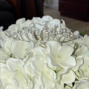 Elegant Silver Tiara with Crystal Accents nwt 1” H center